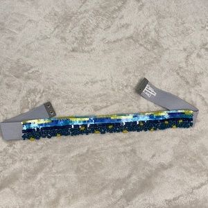 Ann Taylor LOFT Blue Gray Sequin Elastic Belt